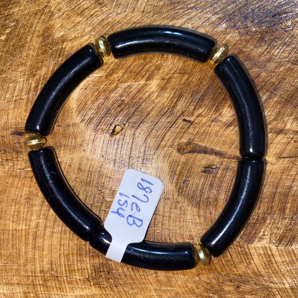 Nwt Handmade Black Skinny Tube Stretch Bracelet